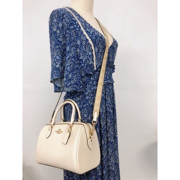 Coach CH322 Rowan Satchel With Signature Canvas Detail IN CHALK